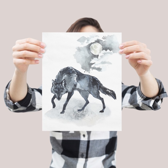 Black Wolf Wall Art Print Poster Unframed - Picture 6 of 13